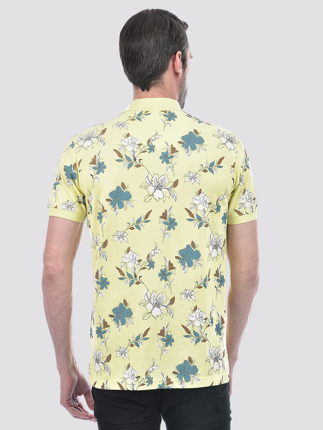 Numero Uno Men Floral Print Yellow T-Shirt